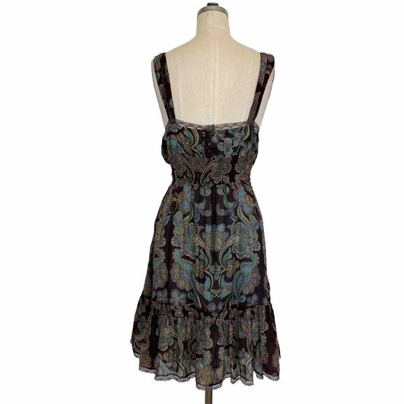 Free People Floral Empire Waist Silk Blend Paisley Boho Y2K Whimsy Dress Sz 10 - Picture 2 of 11